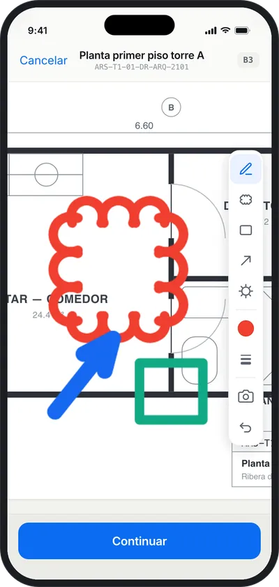 Consulta marcada sobre el plano en Blindo Planos