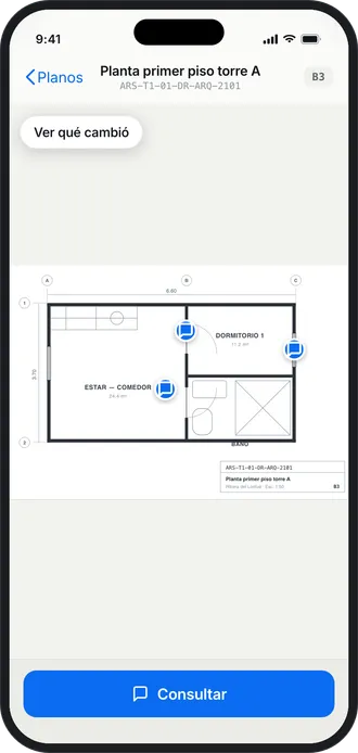 Visor de Blindo Planos con las consultas marcadas sobre el plano